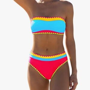 Popvil- Vibrant Strapless Bikini Set size Medium New